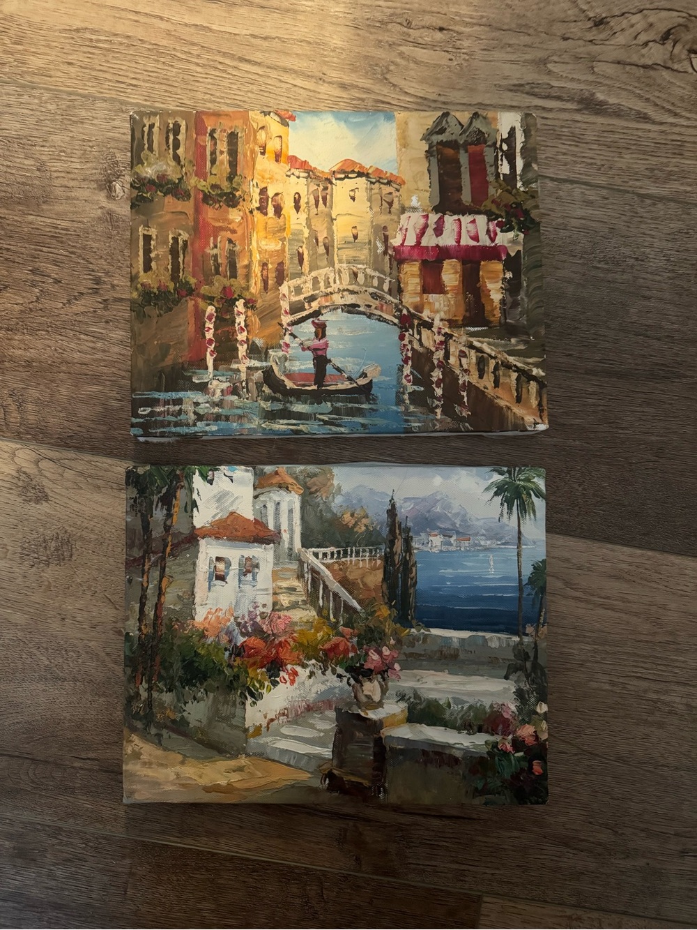 Hand-Painted Coastal Canvas Art Set - Italian Scenes